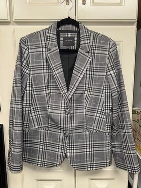 The Limited Gray Plaid Two-Button Blazer